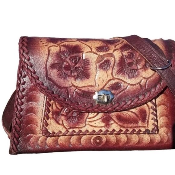 Vintage Tooled Leather Handbag - Picture 1 of 9